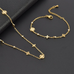 2TK roostevabast terasest ristikukujulist klambrit teemantk&auml;ev&otilde;ru kaelakee komplekt necklace+bracelet kuld