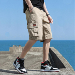 M-5XL Br&auml;ndi Mehed Trend Cargo Shorts Meeste Kirjatr&uuml;kiga Taskup&uuml;ksid Suvised Uus mood vabaaja sirged l&uuml;hikesed p&uuml;ksid Meeste Ropa Hombre XXXXL beež