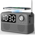 15W Kiirlaadija koos Bluetooth-k&otilde;lari ja &auml;ratuskellraadioga, 4-in-1 juhtmevaba laadimisjaam iPhone'ile, Android-telefonidele FM-raadioga hall v&auml;rv