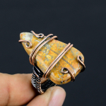 BumbleBee Jasper Handmade Copper Wire Wrap Jewelry Ring Size 7 p5s20