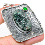 Ruby in Fuchsite, Diopside Ethnic 925 Sterling Silver Jewelry Pendant 2.48 M8W44