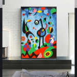 Kuulus kunstiteos Aed 1925, autor Joan Miro Reproduktsioonid Joan Miro abstraktsed l&otilde;uendimaalid Seinapildid Kodu seinakaunistus 21*30cm