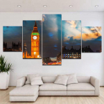 5 paneeli maastik Big Beni ja Westminsteri silla l&otilde;uendi maalimine Plakatid ja v&auml;ljatr&uuml;kid Seinakunstipildid Kodukaunistus Ilma raamita 20x35cm*2 20x45cm*2 20x55cm*1