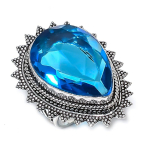 Blue Topaz Gemstone Handmade 925 Sterling Silver Jewelry Ring Size 8 q2d99