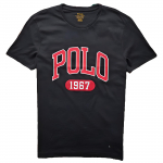 Polo Ralph Lauren Logo T&auml;htede ja Numbrite Prindiga &Uuml;mmarguse Kaelusega L&uuml;hikeste Varrukatega T-s&auml;rk Meeste Topid Must 710796090-001 S