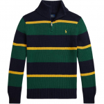 Polo Ralph Lauren kootud kampsun FW24 Tikitud logo Triibuline k&otilde;rge kaelusega Pikkade varrukatega Laste kampsun Sinine CWPOSWEY6820543-999 XL