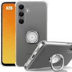 Coque pour Samsung Galaxy A26 5G - BOOLING - Antichoc Ultra Slim Transparent avec Support Argent&eacute;
