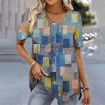 Suvine naiste T-s&auml;rk 3D Moeprintimine Gradient Harajuku T-s&auml;rk Suur s&auml;rk naiste r&otilde;ivastele Uus l&uuml;hikeste varrukatega V-kaelusega topp S