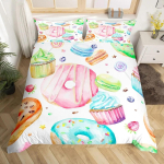 Kawaii S&otilde;&otilde;riku Tekikotikomplekt V&auml;rviline Magus S&otilde;&otilde;riku Voodipesukomplekt Maitsev Magustoit Roosa Lilla Tekikott T&uuml;drukute Toa Sisustus EU single(135x200cm) white