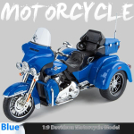 1:9 Harley Davidson TRI GLIDE ULTRA Luksuslik Kolmerattaline Sulamist Valatud Mudel Mootorratas Heli ja Valgus Puhkusekingitused Poisis&otilde;brale sinine