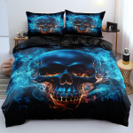 Must Skeleti Voodipesukomplekt Antiikne Viktoriaanlik Barokk Kolju Tekikott Queen Size Gooti Vanaaegne Lilleline Tekikate EU Single135x200cm