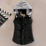 S&uuml;gise ja talve puuvillane vest naiste vest kapuutsiga l&uuml;hike soe vest XXL must