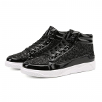 Kuum mood Kuldsed l&auml;ikivad peeglid Meeste kingad vabaaja klubi baar Glitter T&auml;navar&otilde;ivad Hip hop K&otilde;rged top Meeste tossud zapatos de hombre 39 must