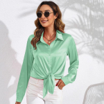 Naiste mood vabaaja kevads&uuml;gise &uuml;hev&auml;rvilise tr&uuml;kiga pikkade varrukatega polo-kaelusega pluusid ja s&auml;rgid XXL heleroosa v&auml;rv