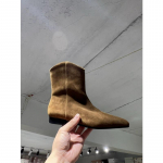 Vintage Nahk K&uuml;lmutatud Suede Terava Kontsaga Lamep&otilde;hjal Kitsad Saapad L&uuml;hikesed Saapad L&auml;&auml;ne Kauboi Saapad Naiste Martin Saapad 35 pruun