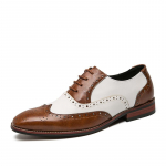 Moodne brogue-disain Meeste pidulikud kingad Moodsad sobivad v&auml;rvid Meeste nahast kingad Paelad &Auml;ri-vabaaja Meeste Oxford-jalatsid Suurused 38-48 38 pruun