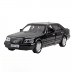 1/32 Mercedes-Benz W140 Klassikaline M&auml;nguauto Mudel Valatud Sulamist Miniatuur Heli & Valgus T&otilde;mba Tagasi 1:32 kollektsiooni kingitus poisslapsele must