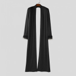 INCERUN Meeste Patchwork Pikkade Varrukatega Avatud Eest Seljata Pikk Kampsun Topid 4XL must