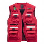 Helkuriga mitmetaskuline turvavest h&auml;daolukorraks, p&auml;&auml;stet&ouml;&ouml;deks ja kommunikatsiooniks 2XL punane