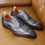 Suured suurused K&auml;sit&ouml;&ouml; Meeste Wingtip Oxford Kingad Ehtne Vasikanahk Traditsioonilised Brogue Ametlikud Kingad Meestele Pulmadeks US 6