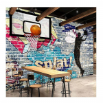 Tapeet Abstraktne Grafiti Kunst Telliskivisein Korvpall Seinamaaling Taust Dekoratiivne Elutoa Seinamaaling 200 cm(W) x 140 cm(H)