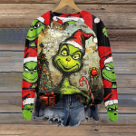 J&otilde;ulud Mood Meeste ja Naiste Pullover Roheline Koletise Prindiga &Uuml;mmarguse Kaelusega T-s&auml;rk Topp Vabaaja V&auml;lisriiete Dressipluus Laste T-s&auml;rk Topp R&otilde;ivad 3XL red