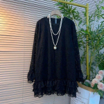 Mood Uus Pikkade varrukatega Patchwork Pitsist S&auml;rk Lahtine Vabaaja &Uuml;hev&auml;rviline &Otilde;&otilde;nes Elegantne Mitmek&uuml;lgne Top M must