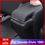 In-car anti-kick board central Armrest Box Back Cover Protection Pad For Honda Civic 10th 2016 2017 2018  Accessories ABS Chrome