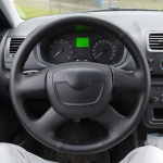 Car Steering Wheel Cover For Skoda Octavia Superb Fabia Skoda a5 Yeti Leather Braid For Steering Wheel DIY Smooth black
