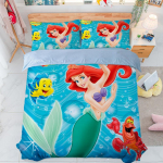 V&auml;ikese merineitsi voodipesukomplekt Multikas 3D-prinditud Ariel printsess Tekikate Padjap&uuml;&uuml;rid Tekikate EU Single(135*200cm)3pcs