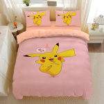 Anime Gengar P-Pokemon Tekk Tekikott Padjap&uuml;&uuml;r 3D Prinditud Pikachu Voodipesu Komplekt Laste Tekikate T&uuml;drukud Poisid Puhkusekingitused EU Single(135*200cm)3pcs yellow