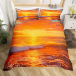 P&auml;ikeset&otilde;us P&auml;ikeseloojang Ja Meri Tekikoti Komplektid Teismelistele Kerged Tekikatted Meri Rannik Loodusmustriga Voodipesu Komplekt Magamistoa Dekoor EU Single(135*200cm)3pcs orange