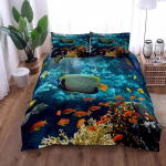 Merit&auml;ht Karbik Bež Troopiline Rand Meri Tekikate Komplekt &Uuml;he Twin Kahekohaline Queen King Cal King Suurusega Voodipesu Komplekt EU Single(135*200cm)3pcs
