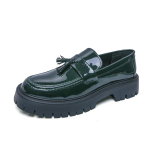 K&otilde;rgetasemelised luksuslikud nahast kingad meestele Briti k&otilde;rgust suurendavad paksude talladega trendikad l&auml;ikiva pinnaga vabaaja slip-on kingad 38 black