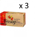 Infusion aux fleurs d&rsquo;Hibiscus (Bissap) pour une &eacute;picerie alimentaire de qualit&eacute;. 75 sachets (3 boiites)