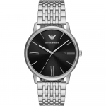 Emporio Armani Minimalistlik Must Roostevabast Terasest H&otilde;bedane Meeste Kvartsikell Kuup&auml;evaga AR11600 must