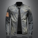 Denim Jakk Meeste Kevad-S&uuml;gisstiilis Personaalne Seisukrae T&otilde;mblukuga Denim Top Jlake Jakk M