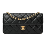 Chanel 23a Teemantmustriga Nahast Kett-L&uuml;li Logo Kaunistus Lamba Nahast Materjal Vintaažne Kuldne Kett &Uuml;he &Otilde;la Kott K&auml;ekott Naiste Must Basic+Dust Bag must