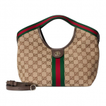 Gucci Giglio kandekott kergete kuldsete detailide, punutud rihma&auml;&auml;ristuse ja l&otilde;uendmaterjaliga on k&auml;ekott Basic+Dust Bag pruun/beež