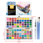 V&auml;rvipintslikomplekt - Pestav akvarellv&auml;rvide komplekt, Joonistamis-kunstitarbed pintslite ja paletiga | Kaasaskantav reisiv&auml;rvipintslikomplekt 100 Colors