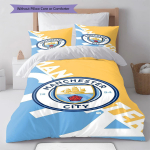 MCFC logo Muster Voodipesu Tekikomplekt Tekikate Padjap&uuml;&uuml;r Kodukaunistus S&uuml;nnip&auml;evakingitus (1 * tekikott + 2 * padjap&uuml;&uuml;ri, ilma s&uuml;damikuta) 135x200cm