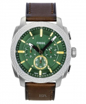 Fossil Machine Chronograph Nahkrihm Roheline sihver Kvarts FS6100 Meeste k&auml;ekell roheline