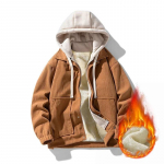 Uus puuvillase polsterdatud jope Meeste talvine pesapalli kapuuts Puuvillane jakk Mood Tooling T&auml;nava hiphop jakk v&otilde;lts, kaks komplekti L pruun