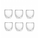 80/150/250/350/450ml 6tk Kahekordse seinaga isoleeritud klaasist espressotassid Isoleeritud termoklaasist kohvitass tee/mahla/piima/latte jaoks 80ml