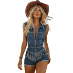 Naiste Rev&auml;&auml;riga Varrukateta Denim Kombinesoon L&otilde;dva L&otilde;ikega Keskmise V&ouml;&ouml;kohaga Tuttidega L&uuml;hike Jumpsuit L&auml;&auml;ne Kauboi T&auml;navar&otilde;ivaste Komplekt S sinine