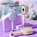 Elektriline pihustava massaažiga kamm ja juuksehari vibreeriva harjapeaga ABS-plastikust juuste kohevuse ja peanaha hooldamiseks N/A roosa