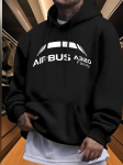 Mugav fliisist kapuutsikas Airbus A320 perekonna tr&uuml;kiga - Hall pullovertalveks M black