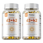 Pslalae D3-vitamiin K2 10000 R&Uuml; pehmekapslid 120 tk &mdash; Luude tugi, mineraalide imendumine, kaltsiumi tugi 120*2
