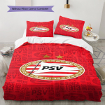 PSV Eindhoven Muster Voodipesukomplekt Tekikate Padjap&uuml;&uuml;r Kodukaunistus Kingitus (1 * tekikott + 2 * padjap&uuml;&uuml;ri, ilma s&uuml;damikuta) 135x200cm