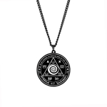 Edu Abraxas Maagiline Hingekontroll Elu Parim Rikkuse Amulett Roostevabast Terasest Ripatsiga Kaelakee 50cm (Necklace Size） black